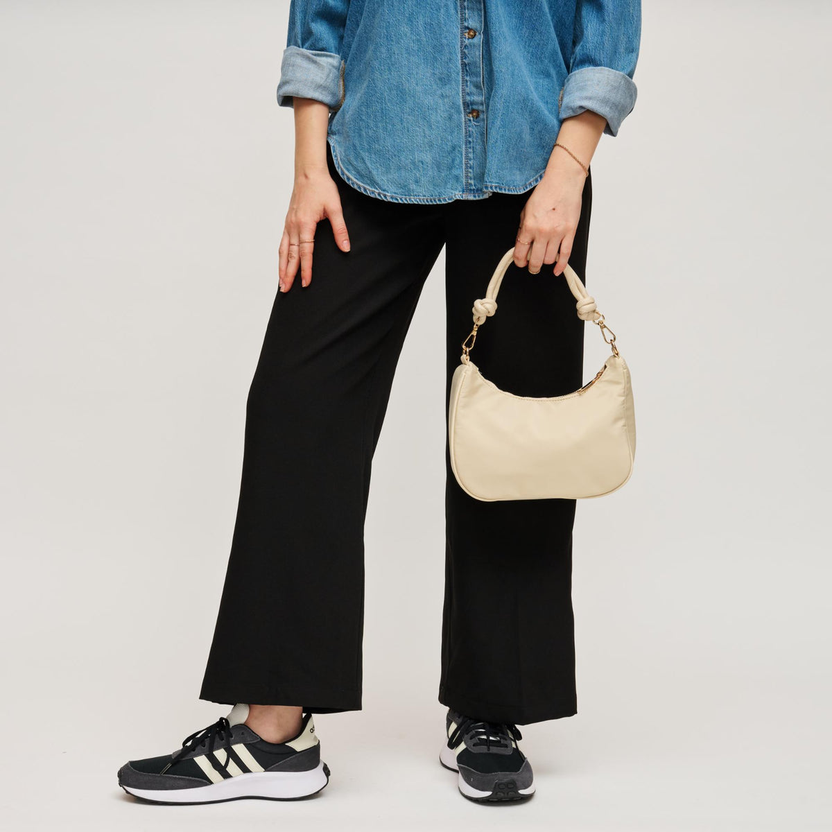 Woman wearing Cream Urban Expressions Joannie Crossbody 840504208713 View 2 | Cream
