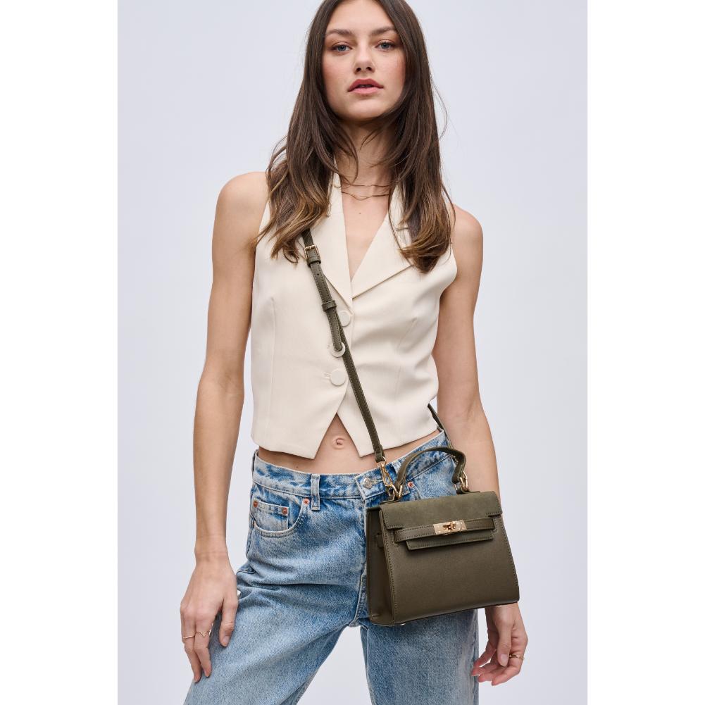 Woman wearing Olive Urban Expressions Mayfair Crossbody 840611121615 View 1 | Olive