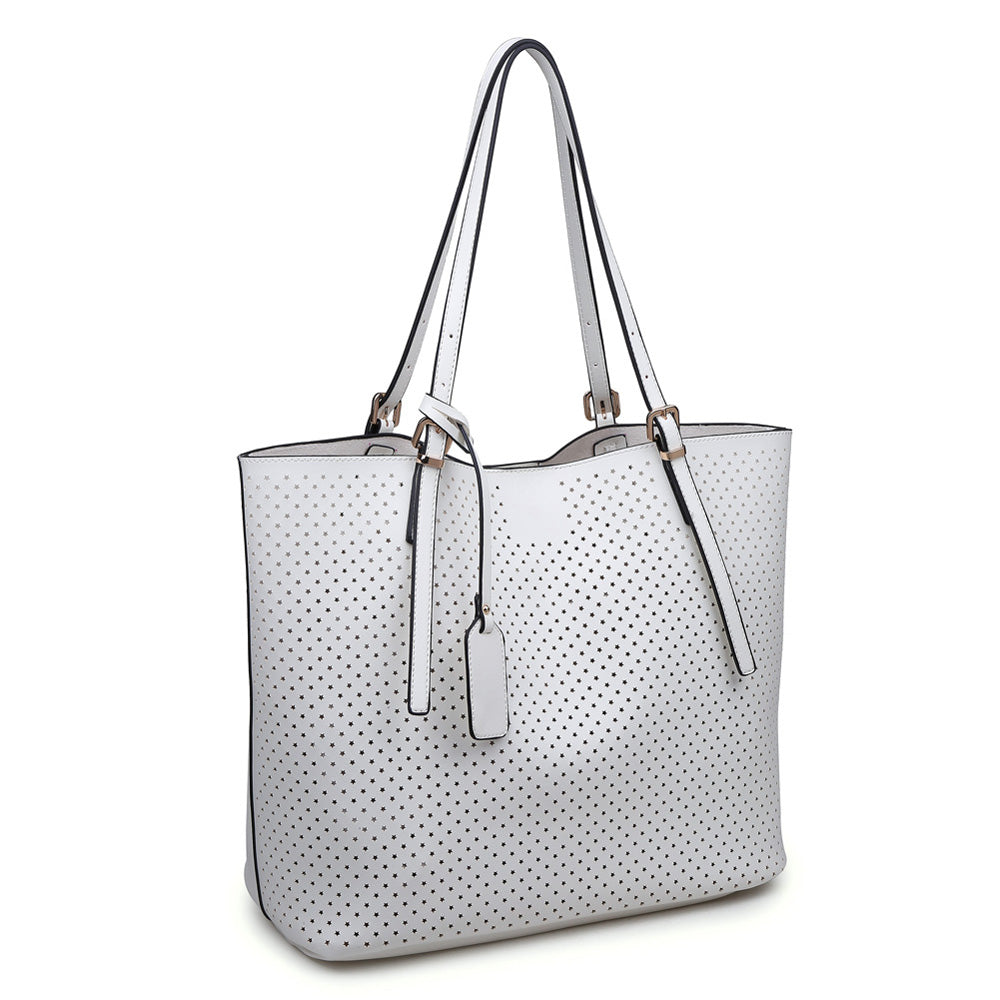 Woman wearing White Urban Expressions Payson Tote NA-840611141040 View 6 | White