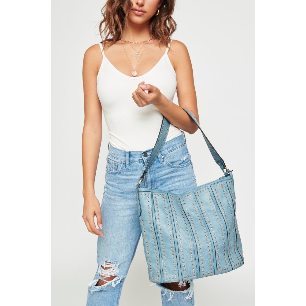 Woman wearing Blue Urban Expressions Nicola Hobo NA-840611126368 View 1 | Blue