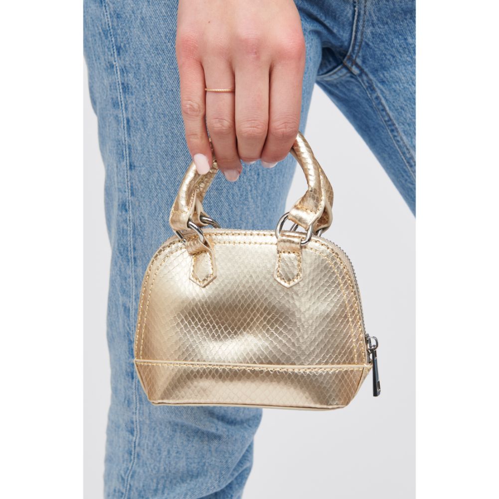 Woman wearing Gold Urban Expressions Bambi Crossbody 818209013697 View 4 | Gold