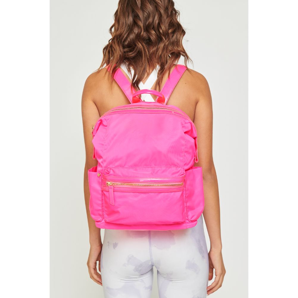 Woman wearing Neon Pink Urban Expressions Zenon Backpack 840611167132 View 4 | Neon Pink