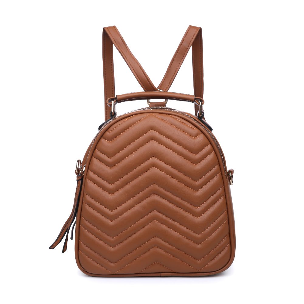 Product Image of Urban Expressions Constance V Stitch Double Zip Backpack 840611168634 View 1 | Tan