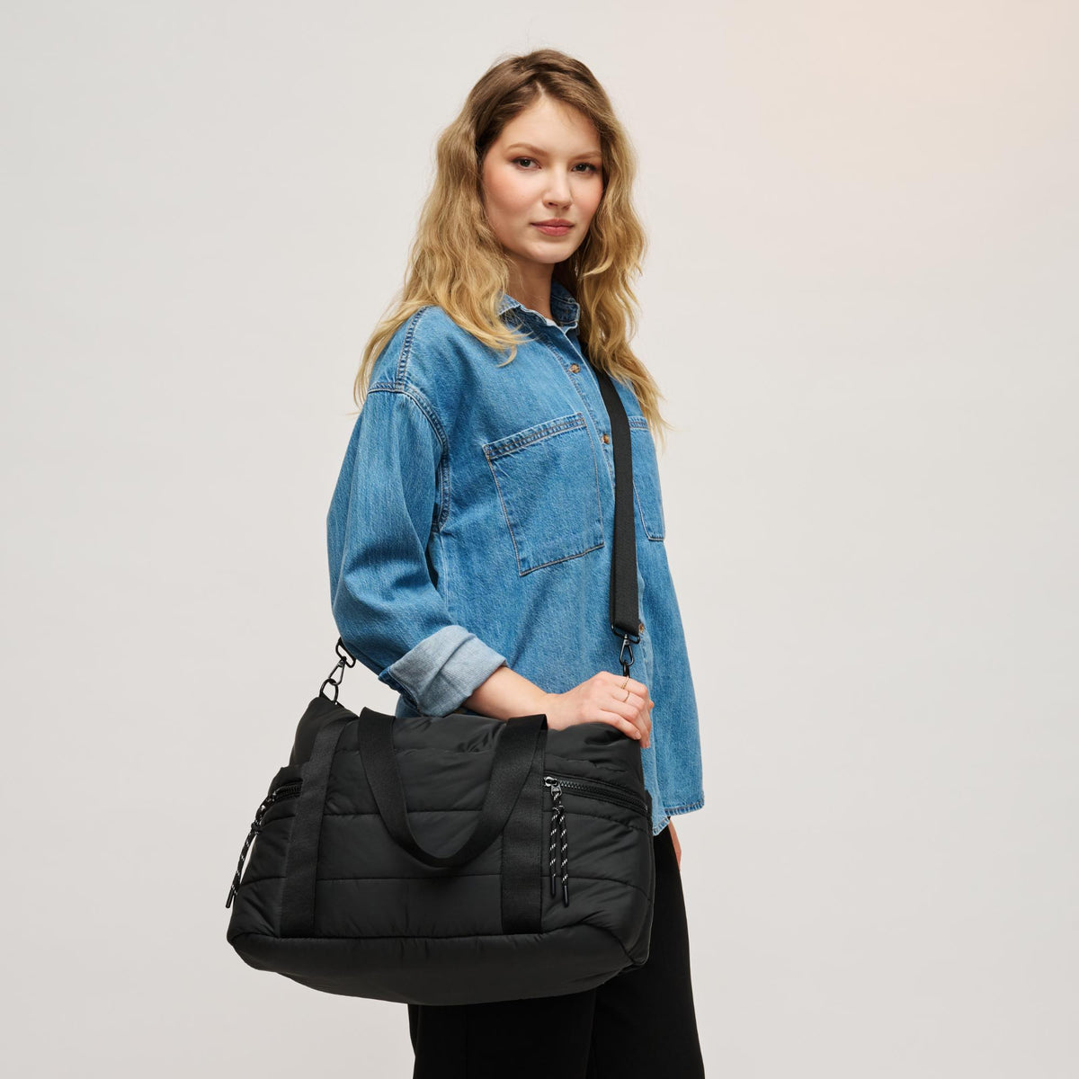 Woman wearing Black Urban Expressions Everywhere Tote 840504209918 View 1 | Black