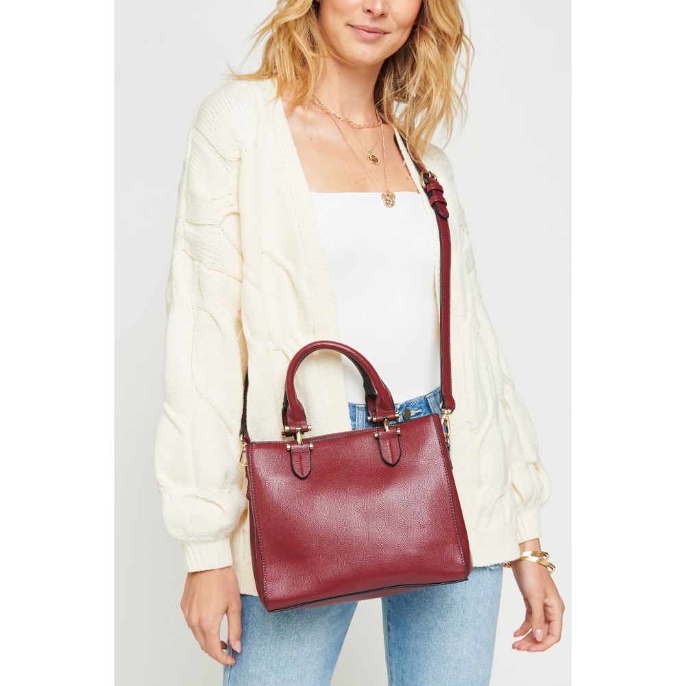 Woman wearing Burgundy Urban Expressions Nottingham Crossbody NA-840611153470 View 4 | Burgundy