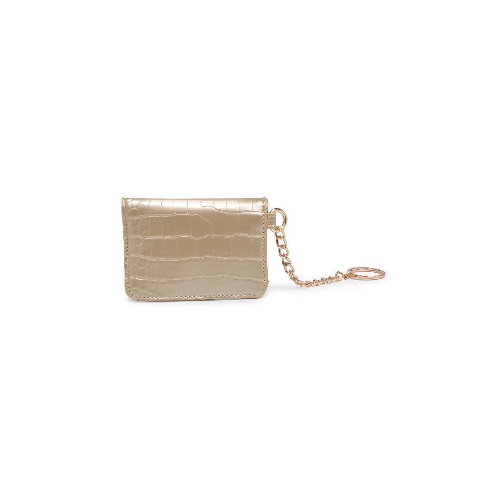 Woman wearing Gold Urban Expressions Gia - Croco Card Holder 840611121639 View 7 | Gold