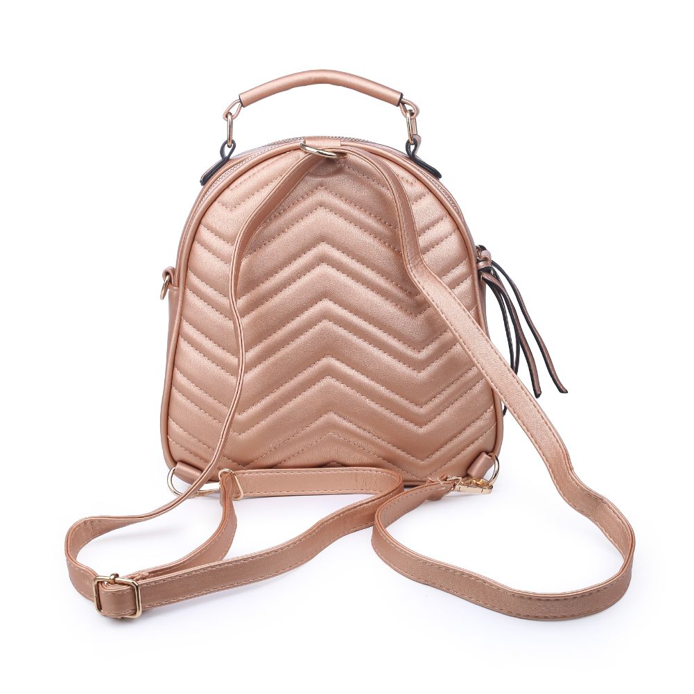 Product Image of Urban Expressions Constance V Stitch Double Zip Backpack 840611168627 View 3 | Rose Gold
