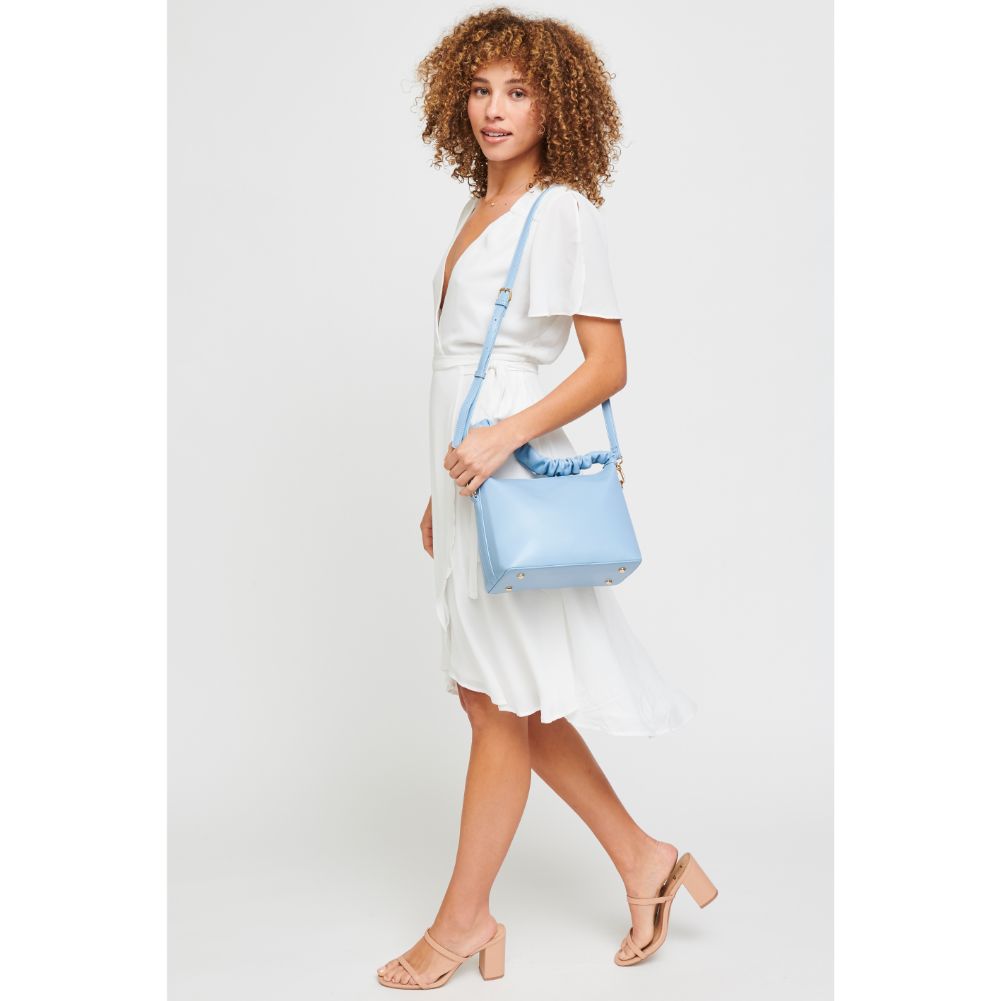 Woman wearing Sky Blue Urban Expressions Maddie Crossbody 840611179357 View 4 | Sky Blue