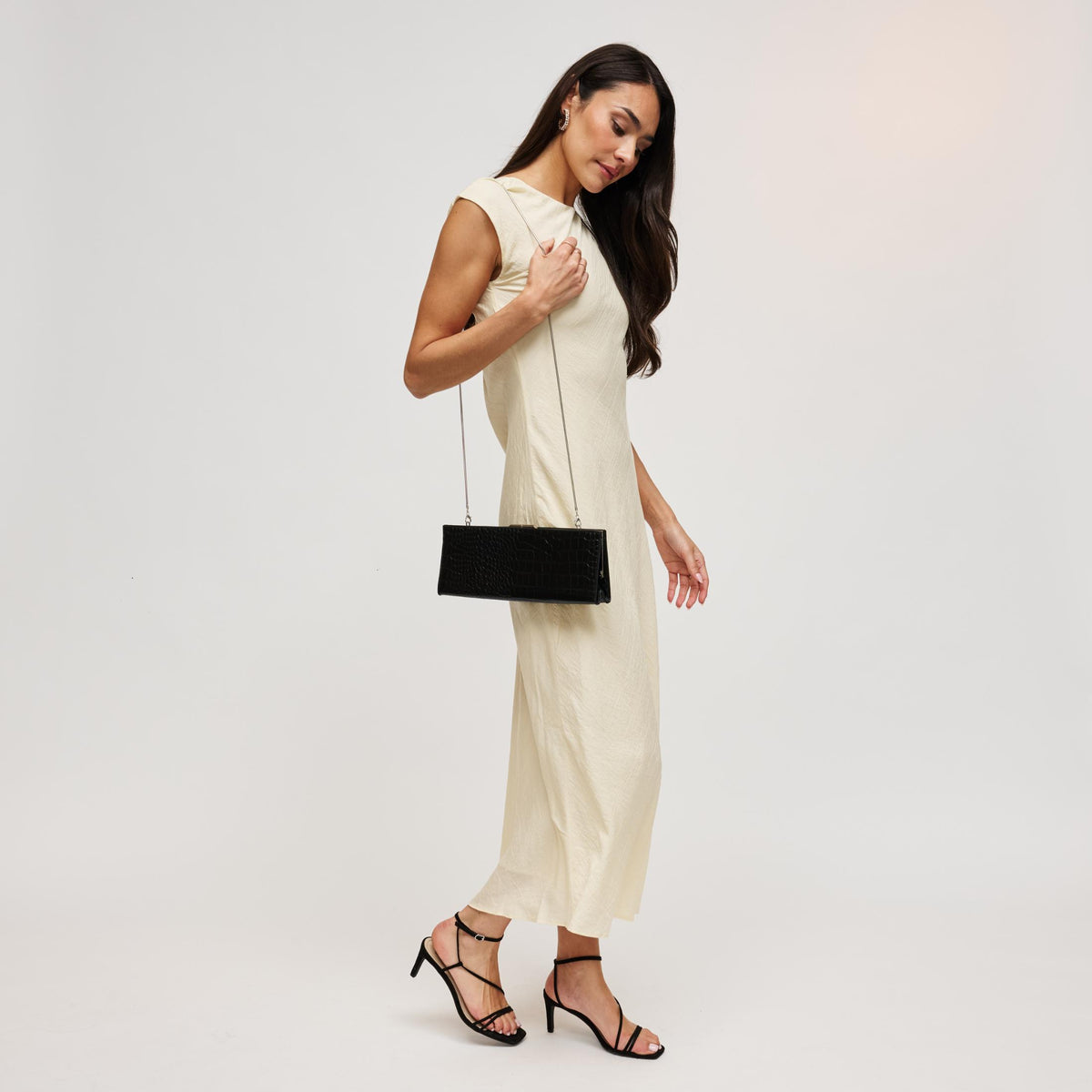 Woman wearing Black Urban Expressions Nazlee - Croc Clutch 840504212604 View 3 | Black