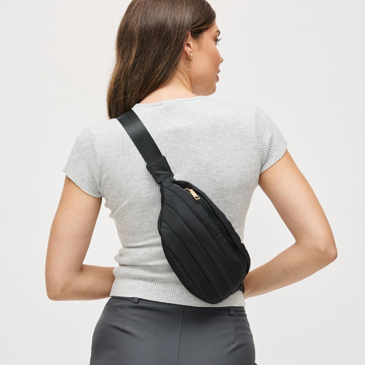 Woman wearing Black Urban Expressions Eira Belt Bag 840504200472 View 2 | Black
