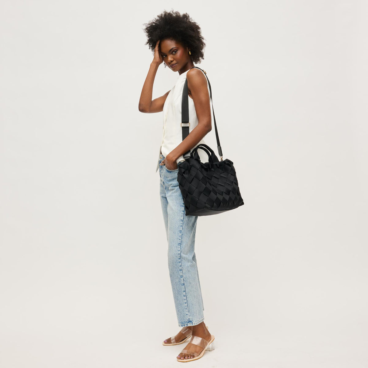 Woman wearing Black Urban Expressions Ruth Tote 840611146731 View 3 | Black