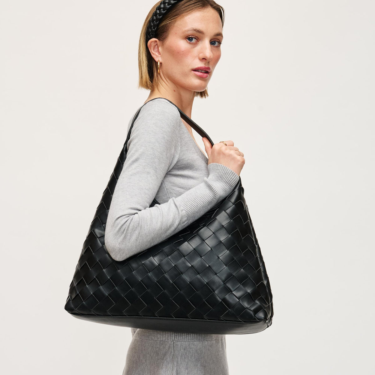 Woman wearing Black Urban Expressions Brooke Hobo 840611195722 View 2 | Black