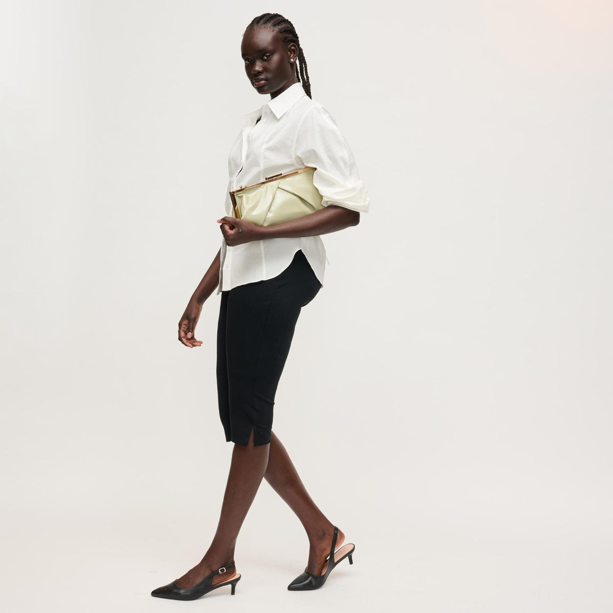 Woman wearing Sage Urban Expressions Scottie Crossbody 840504207983 View 4 | Sage