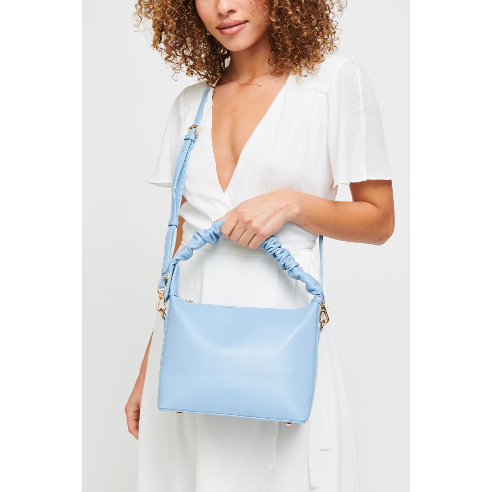 Woman wearing Sky Blue Urban Expressions Maddie Crossbody 840611179357 View 1 | Sky Blue