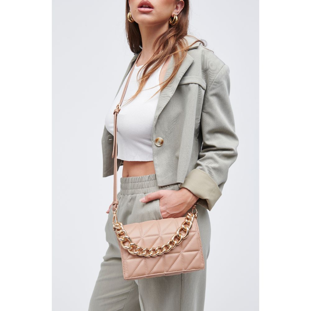 Woman wearing Camel Urban Expressions Alani Crossbody 818209011464 View 1 | Camel