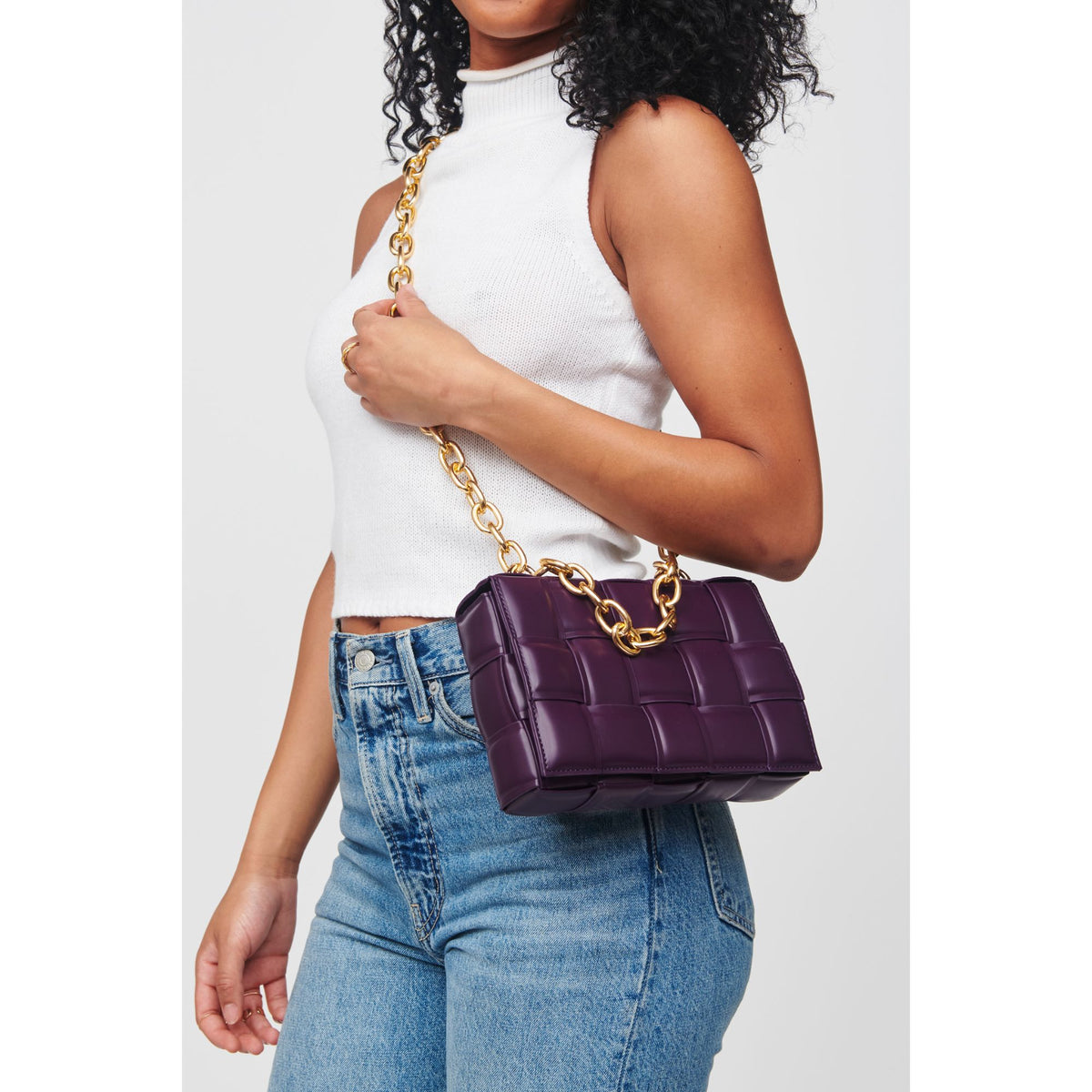 Woman wearing Eggplant Urban Expressions Ines Crossbody 818209012133 View 1 | Eggplant