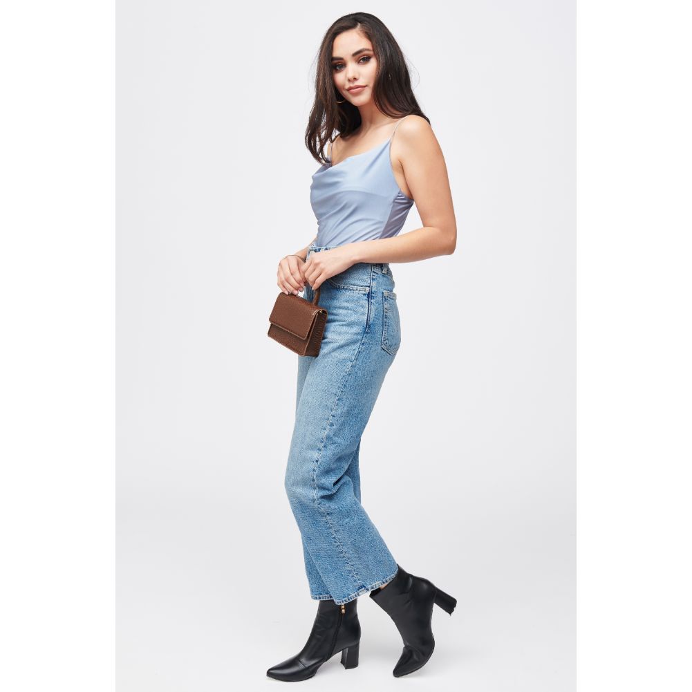Woman wearing Chocolate Urban Expressions Faye Top Handle 840611184801 View 3 | Chocolate