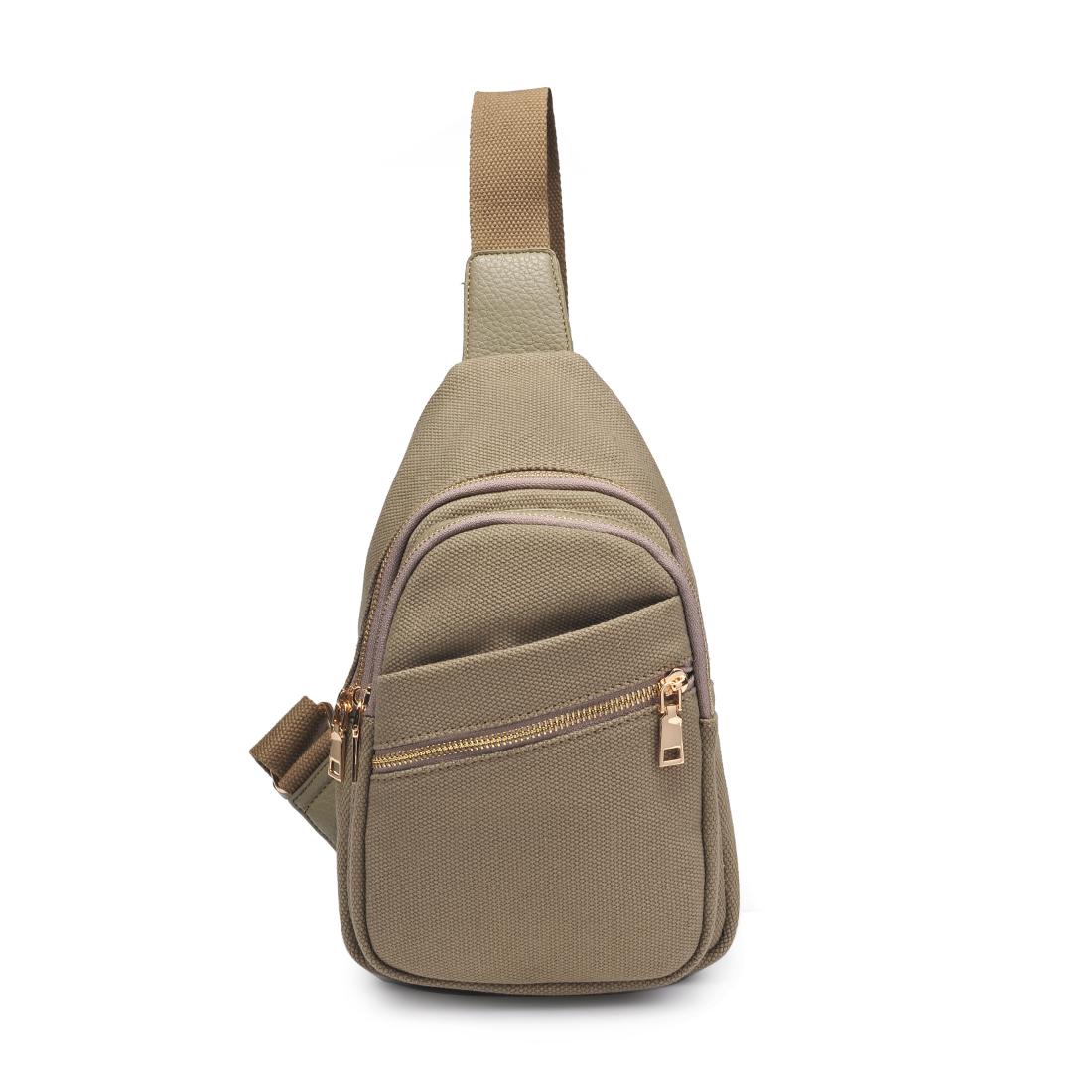 Urban Expressions Zephyr - Canvas Sling Backpack 840611196279 View 1 | Olive