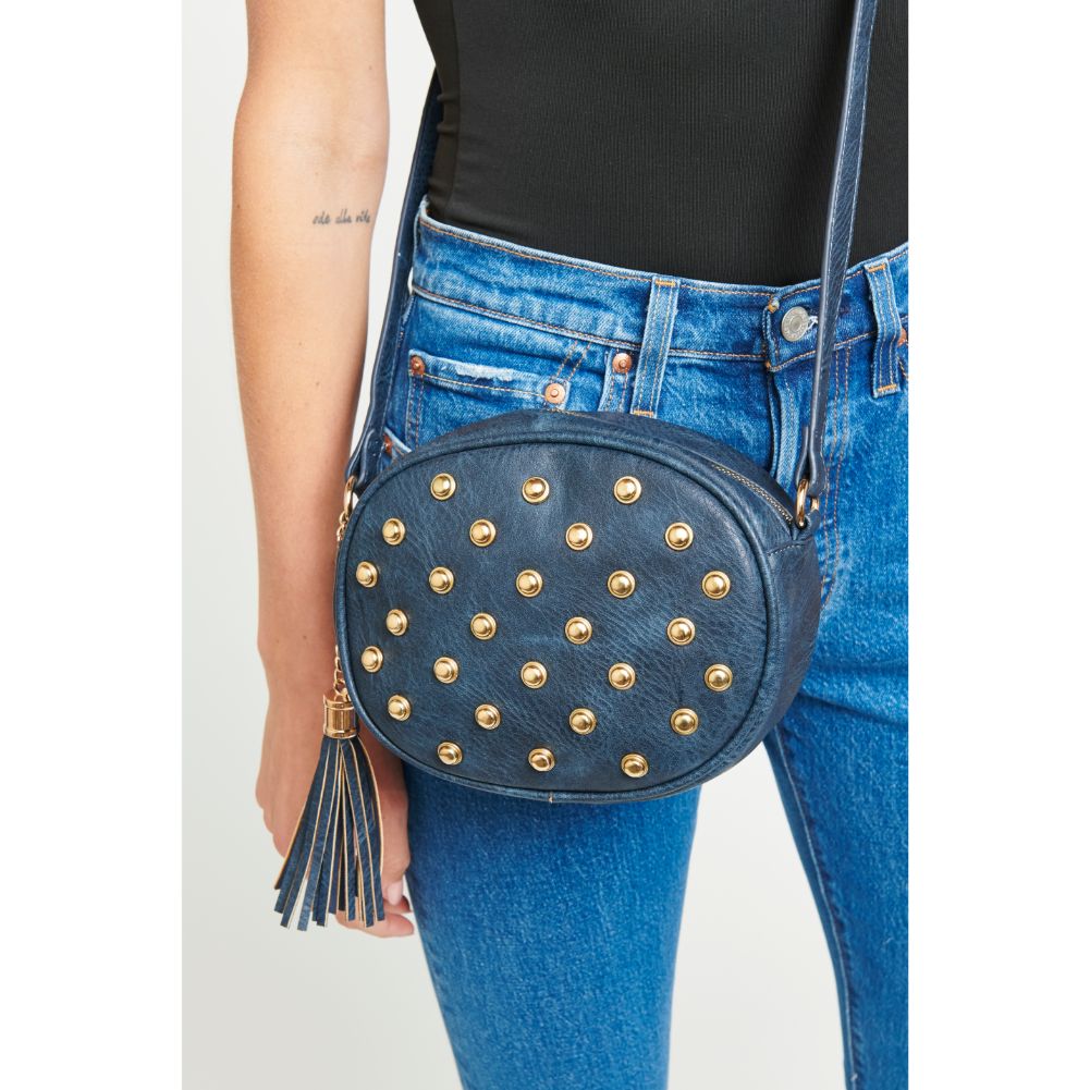 Woman wearing Navy Urban Expressions Delta Crossbody NA-840611133359 View 3 | Navy