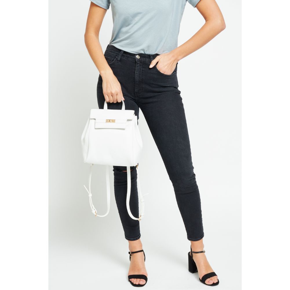 Woman wearing White Urban Expressions Turner Backpack 840611177056 View 3 | White