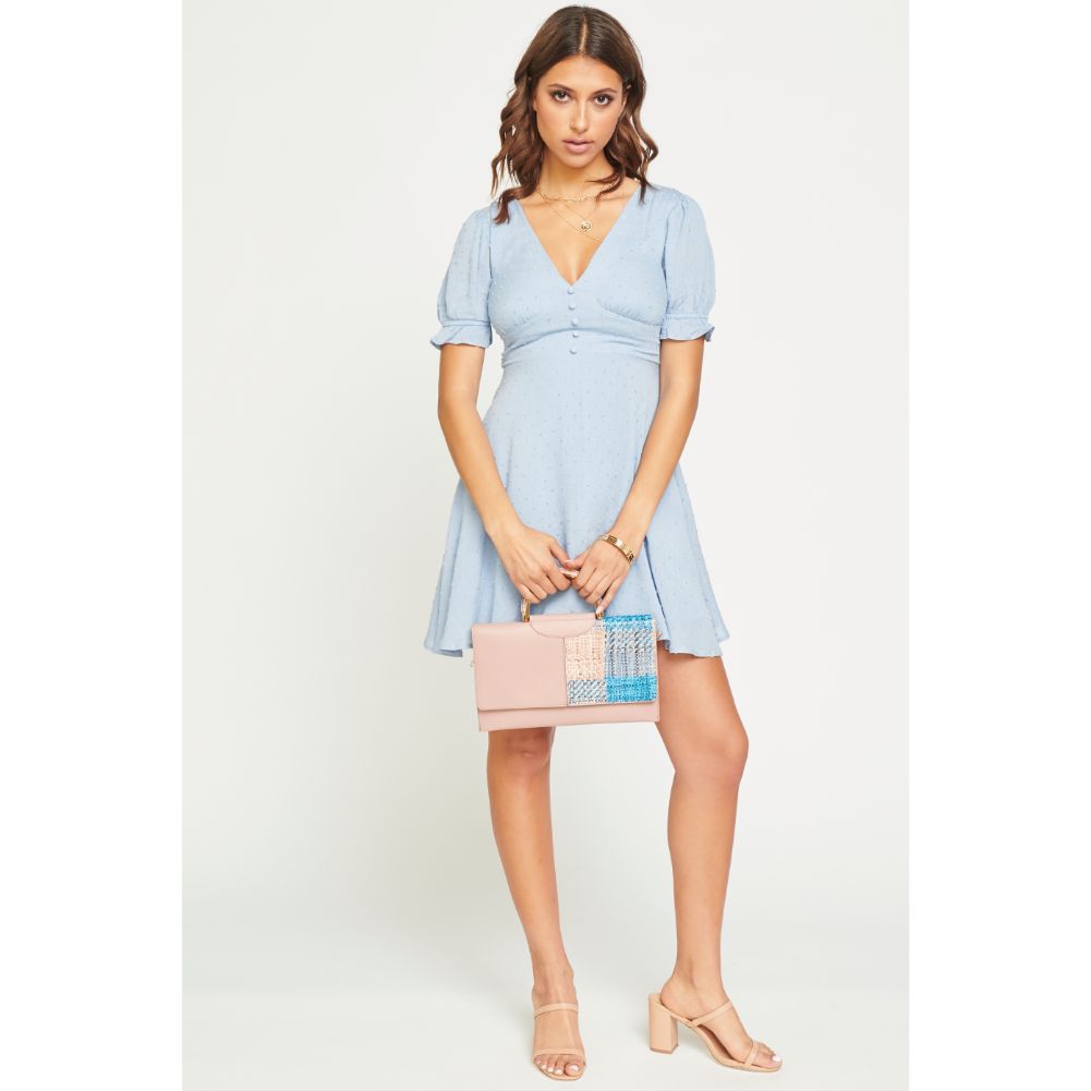 Woman wearing Blue Urban Expressions Rumi Clutch 840611170750 View 3 | Blue