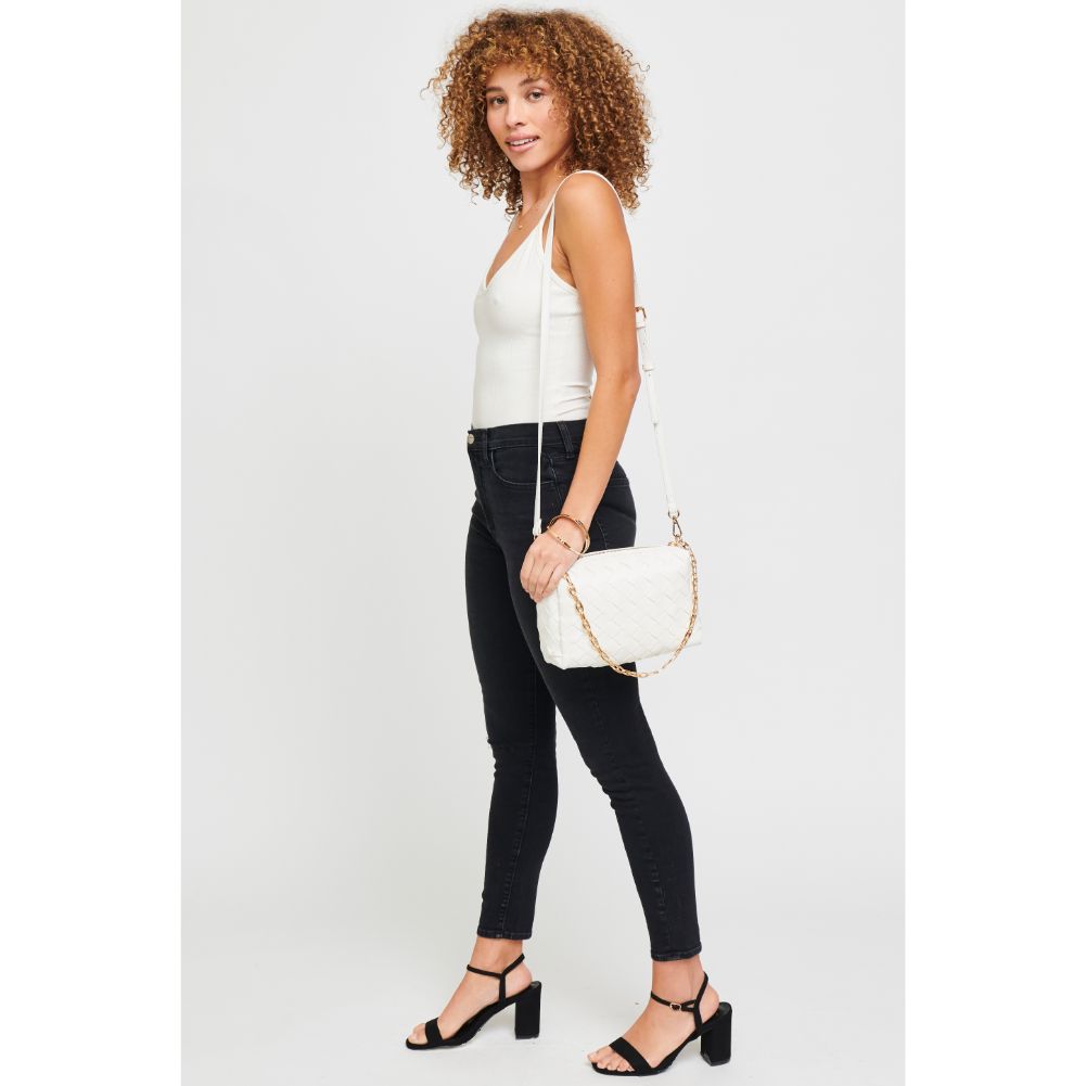 Woman wearing White Urban Expressions Elara Crossbody 840611179616 View 4 | White