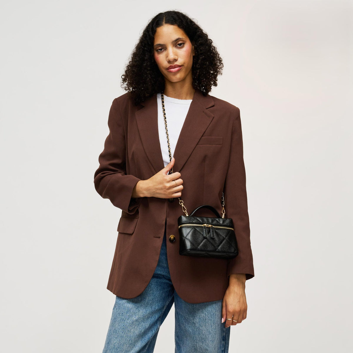 Woman wearing Black Urban Expressions Snow Crossbody 840504215353 View 1 | Black