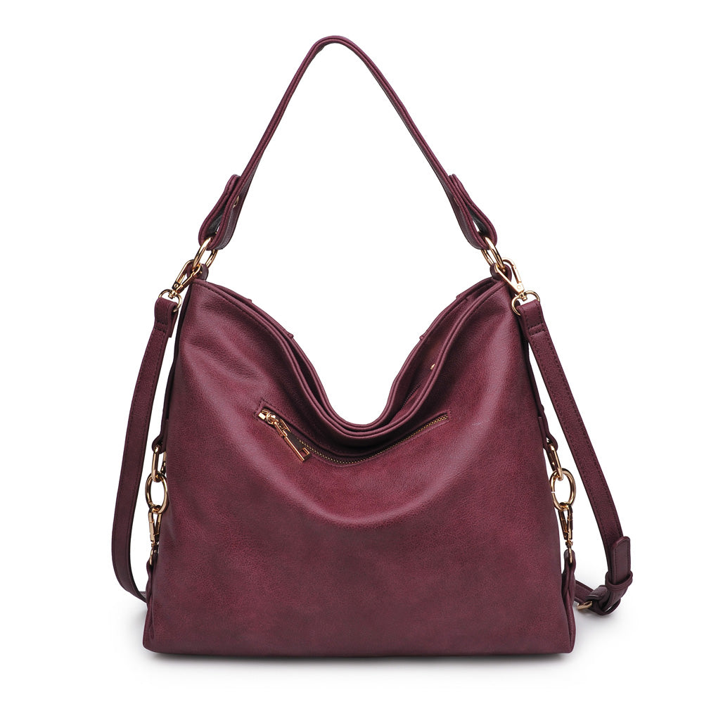 Product Image of Urban Expressions Jessica Pebble Satchel NA-840611155221 View 3 | Burgundy
