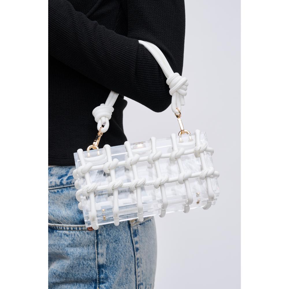 Woman wearing White Urban Expressions Mavis Evening Bag 840611191649 View 4 | White