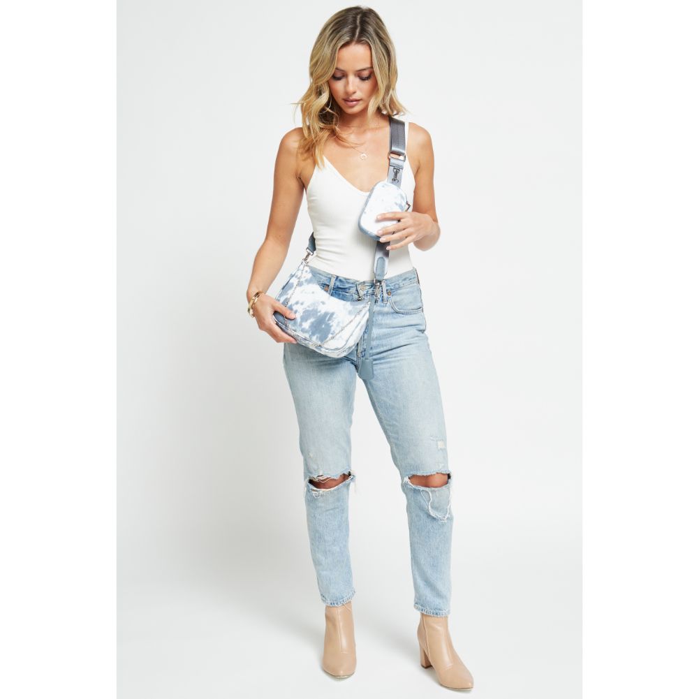Woman wearing Slate Cloud Urban Expressions Joss - Nylon Crossbody 840611176851 View 2 | Slate Cloud