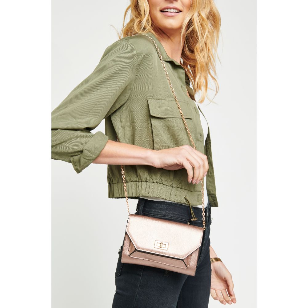 Woman wearing Rose Gold Urban Expressions Maggie Belt Bag NA-840611156426 View 2 | Rose Gold
