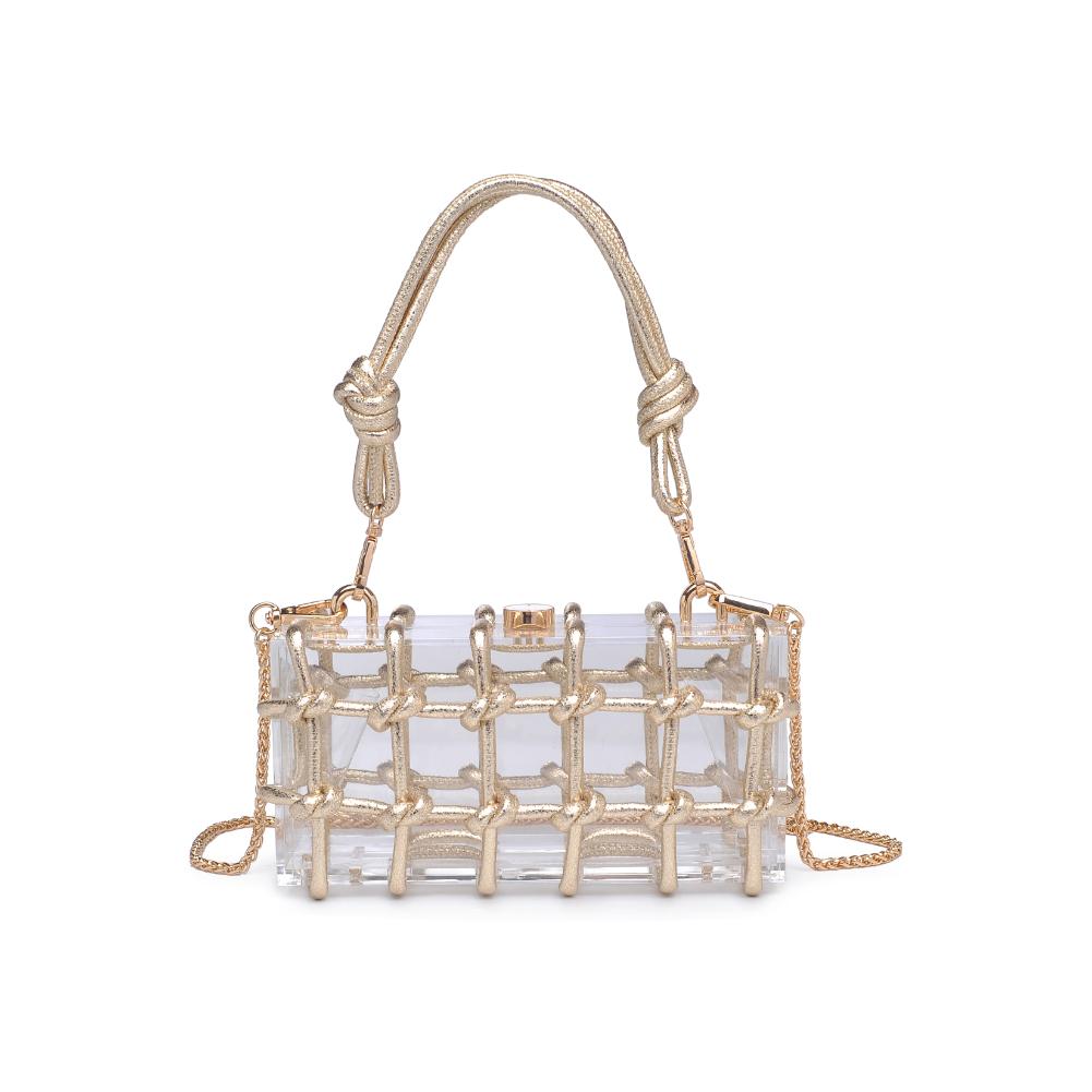 Woman wearing Gold Urban Expressions Mavis Evening Bag 840611191694 View 5 | Gold