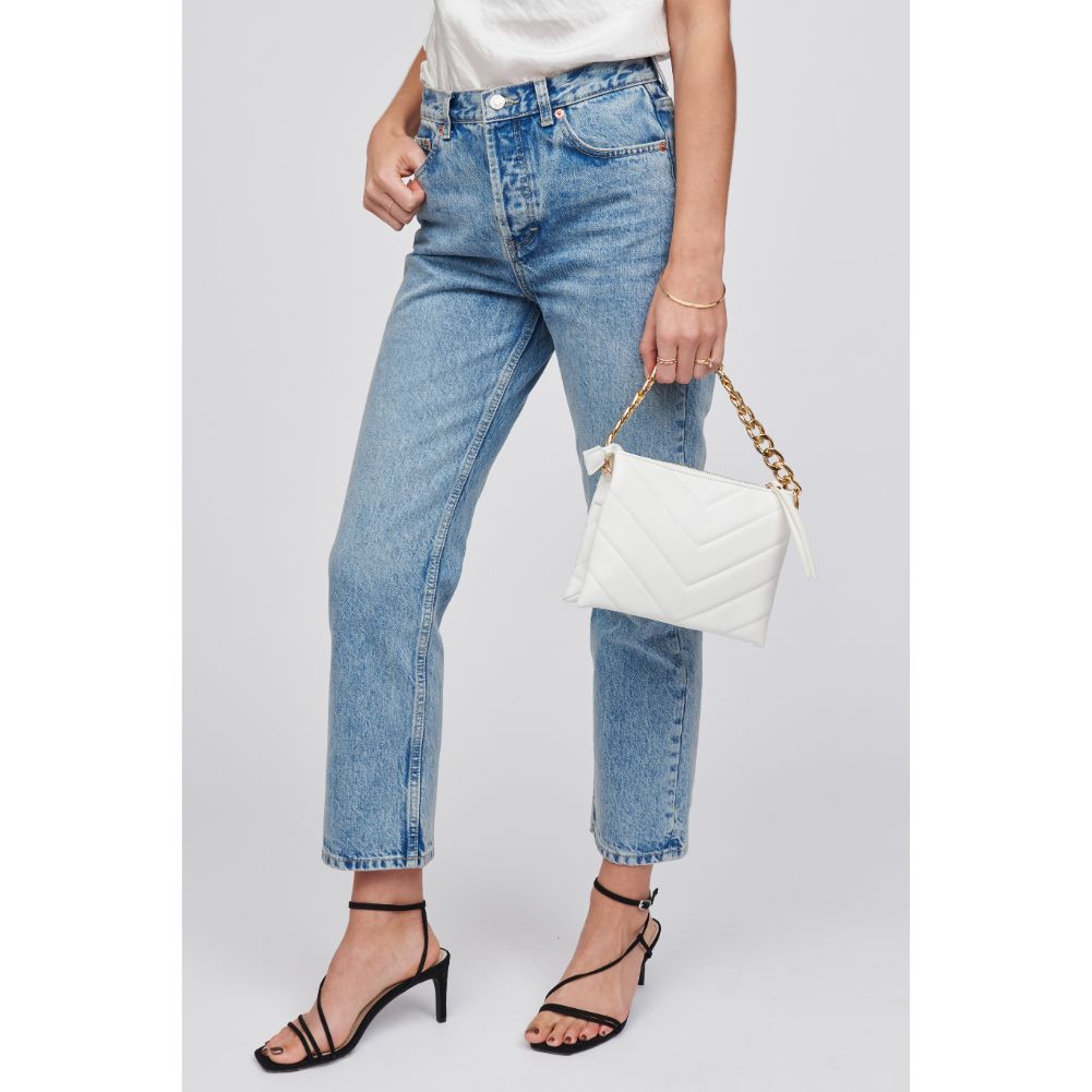 Woman wearing White Urban Expressions Andie Crossbody 818209015615 View 2 | White