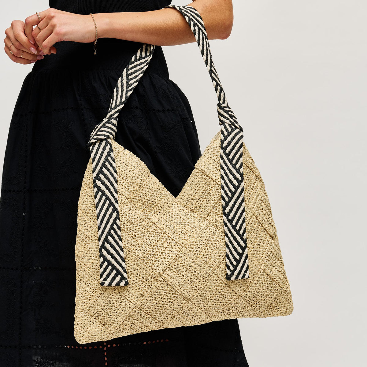 Woman wearing Ivory Urban Expressions Ellen Hobo 840504203008 View 2 | Ivory