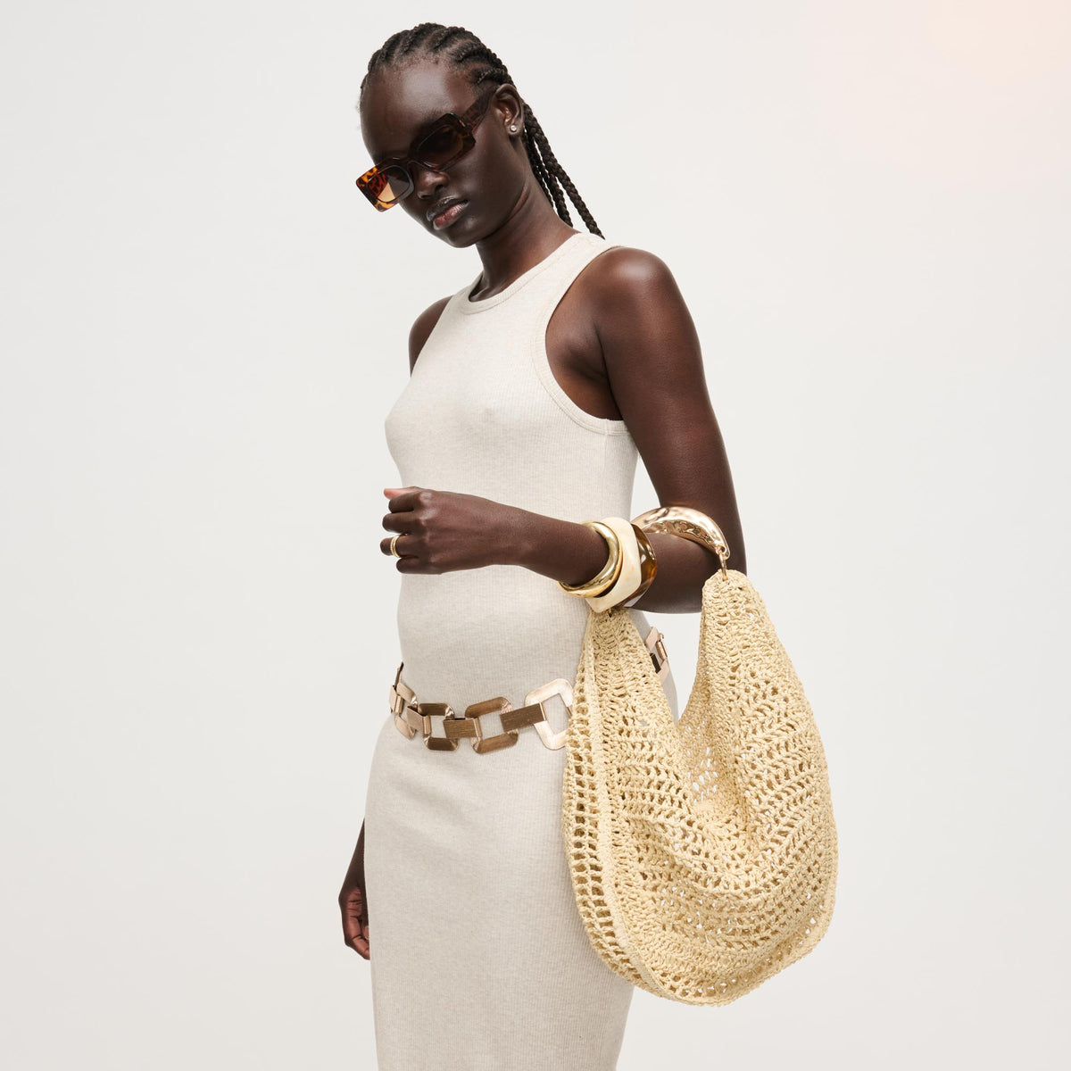 Woman wearing Ivory Urban Expressions Camden - Goldie Hobo 840504204531 View 3 | Ivory