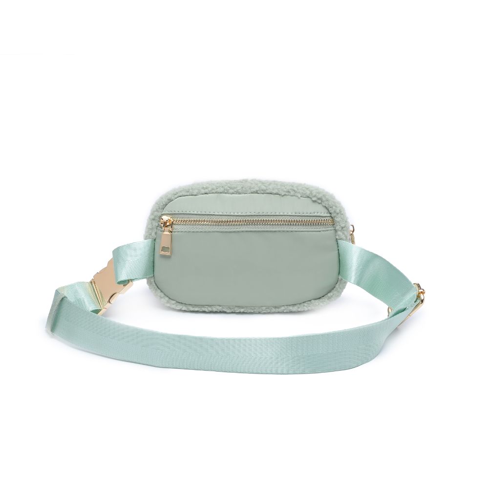 Woman wearing Sage Urban Expressions Santi Belt Bag 840611190468 View 7 | Sage