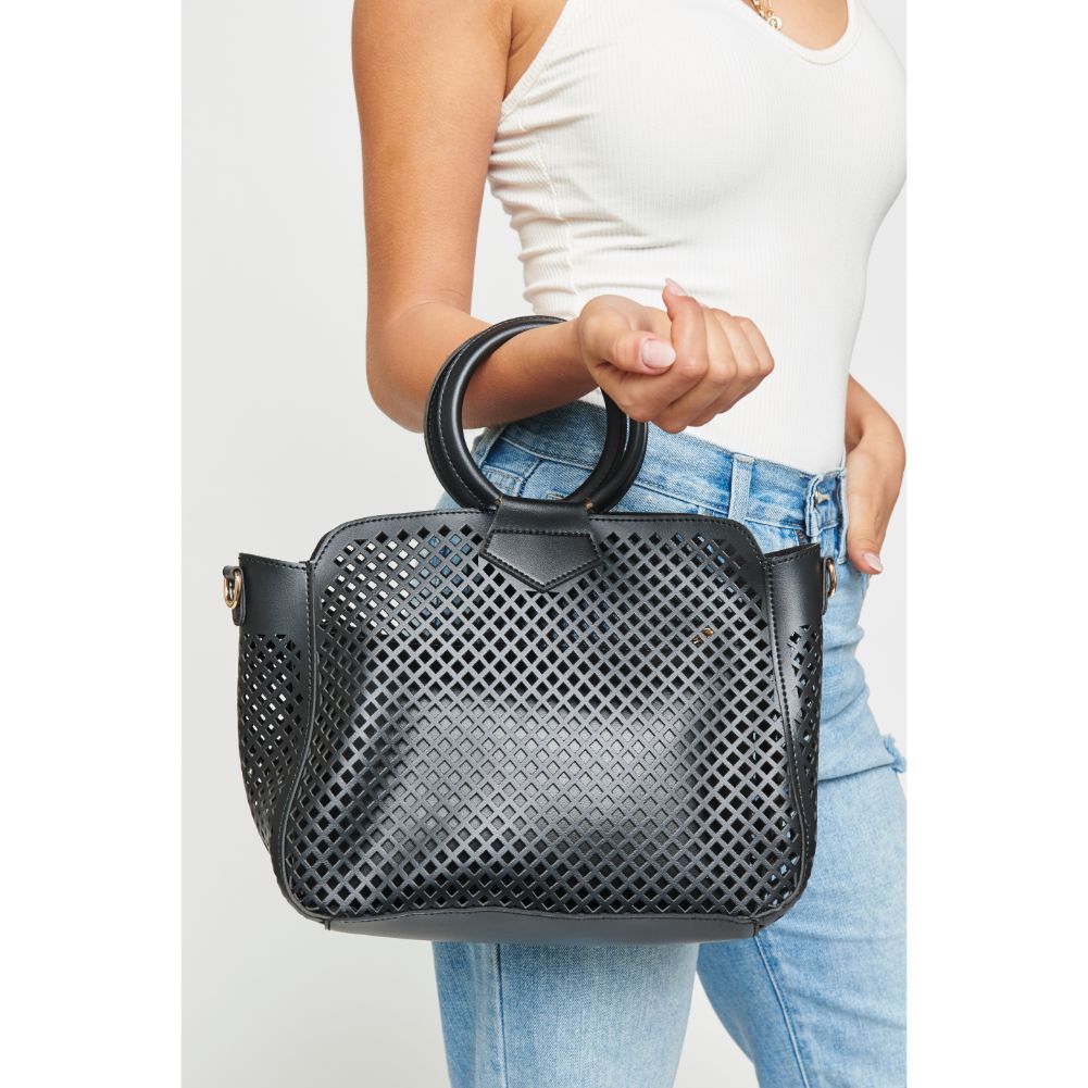 Woman wearing Black Urban Expressions Jaclyn Satchel 840611169624 View 3 | Black