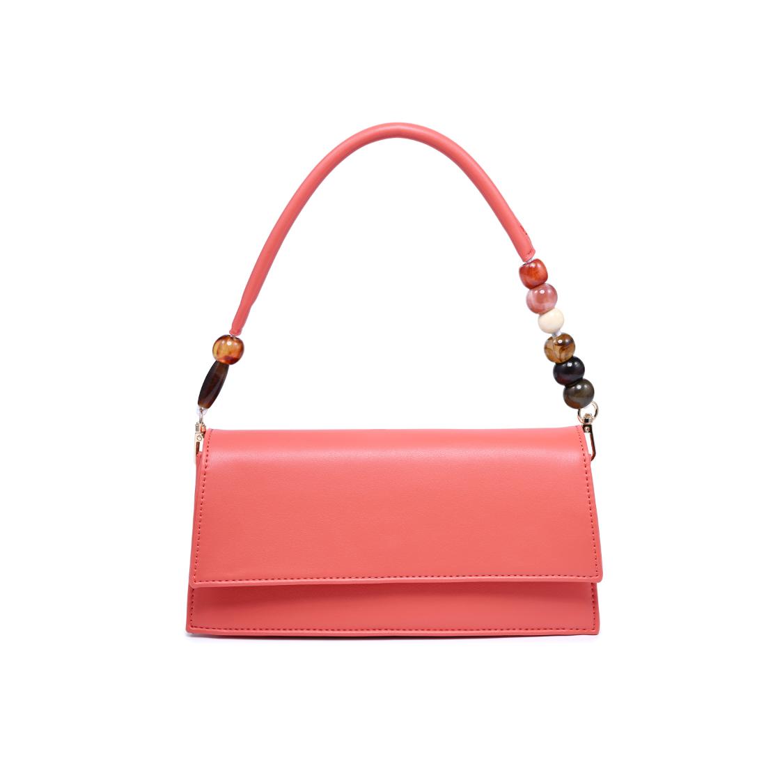 Woman wearing Coral Urban Expressions Brooks Crossbody 840504206658 View 5 | Coral