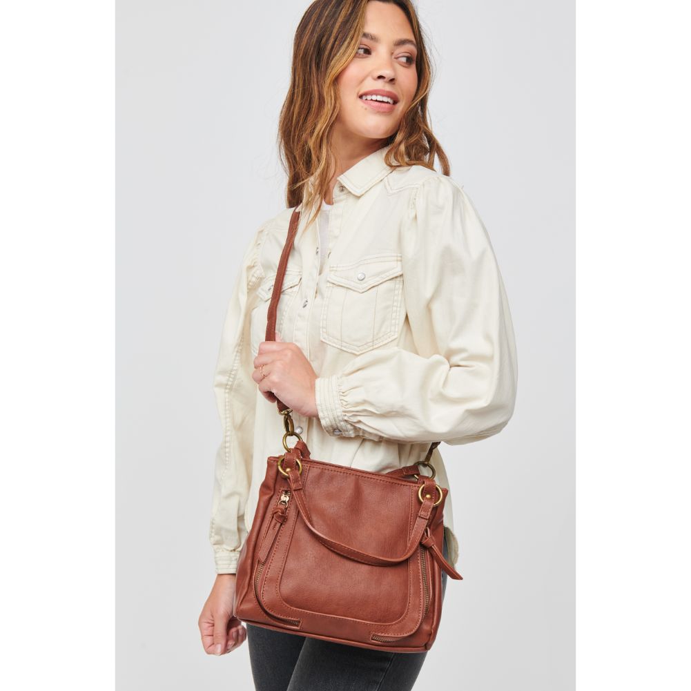 Woman wearing Tan Urban Expressions Mandeville Crossbody 840611110879 View 1 | Tan