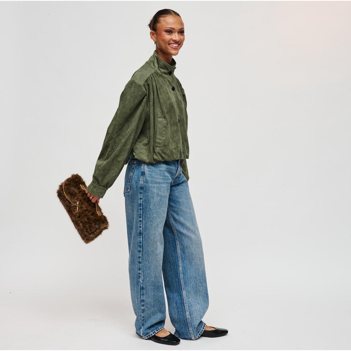 Woman wearing Brown Urban Expressions Ada - Leo Crossbody 840504213373 View 3 | Brown