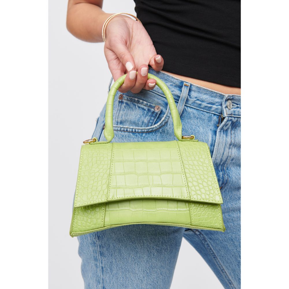 Woman wearing Lime Urban Expressions Lucas - Croco Crossbody 818209018425 View 4 | Lime