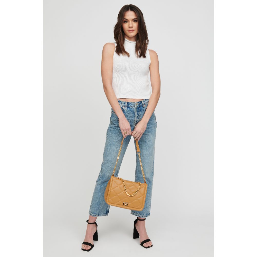 Woman wearing Camel Urban Expressions Hermine Crossbody 818209015400 View 3 | Camel
