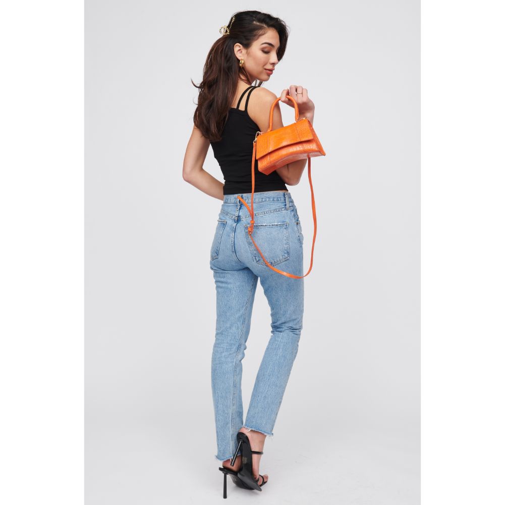 Woman wearing Tangerine Urban Expressions Lucas - Croco Crossbody 818209018418 View 3 | Tangerine