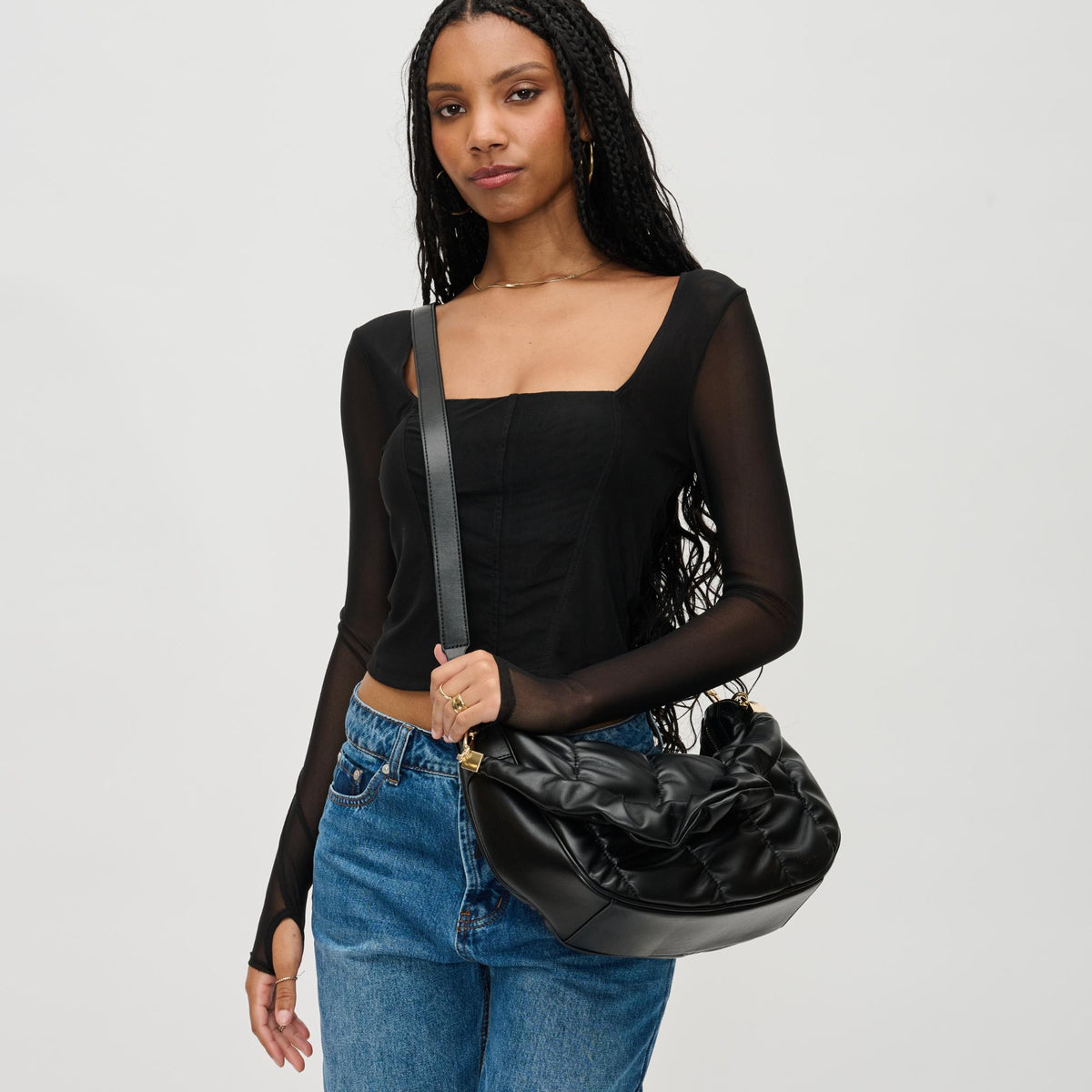 Woman wearing Black Urban Expressions Whitney Crossbody 840611130570 View 3 | Black