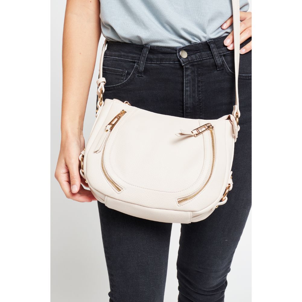 Woman wearing Oatmilk Urban Expressions Sadie Crossbody 840611177148 View 2 | Oatmilk