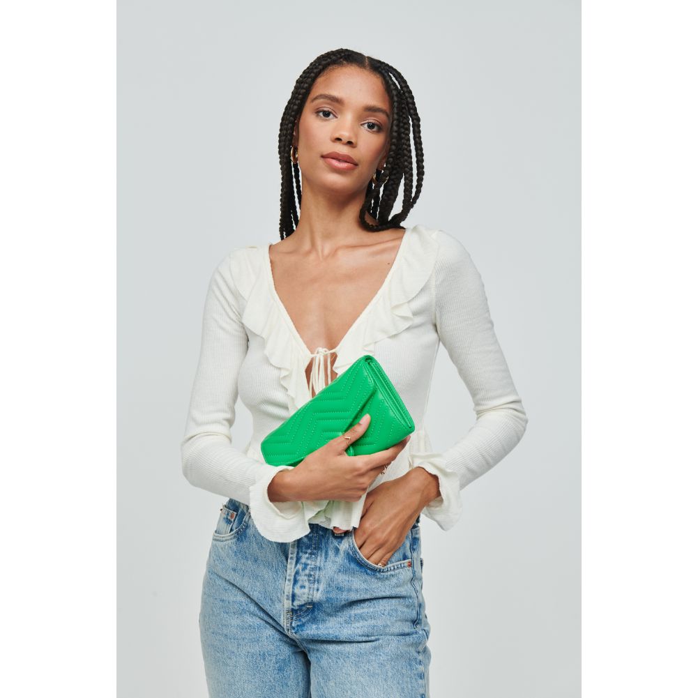 Woman wearing Pistachio Urban Expressions Gabriella Crossbody 840611110244 View 4 | Pistachio