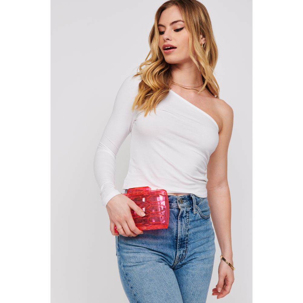 Woman wearing Pink Urban Expressions Rexha Evening Bag 840611171689 View 3 | Pink