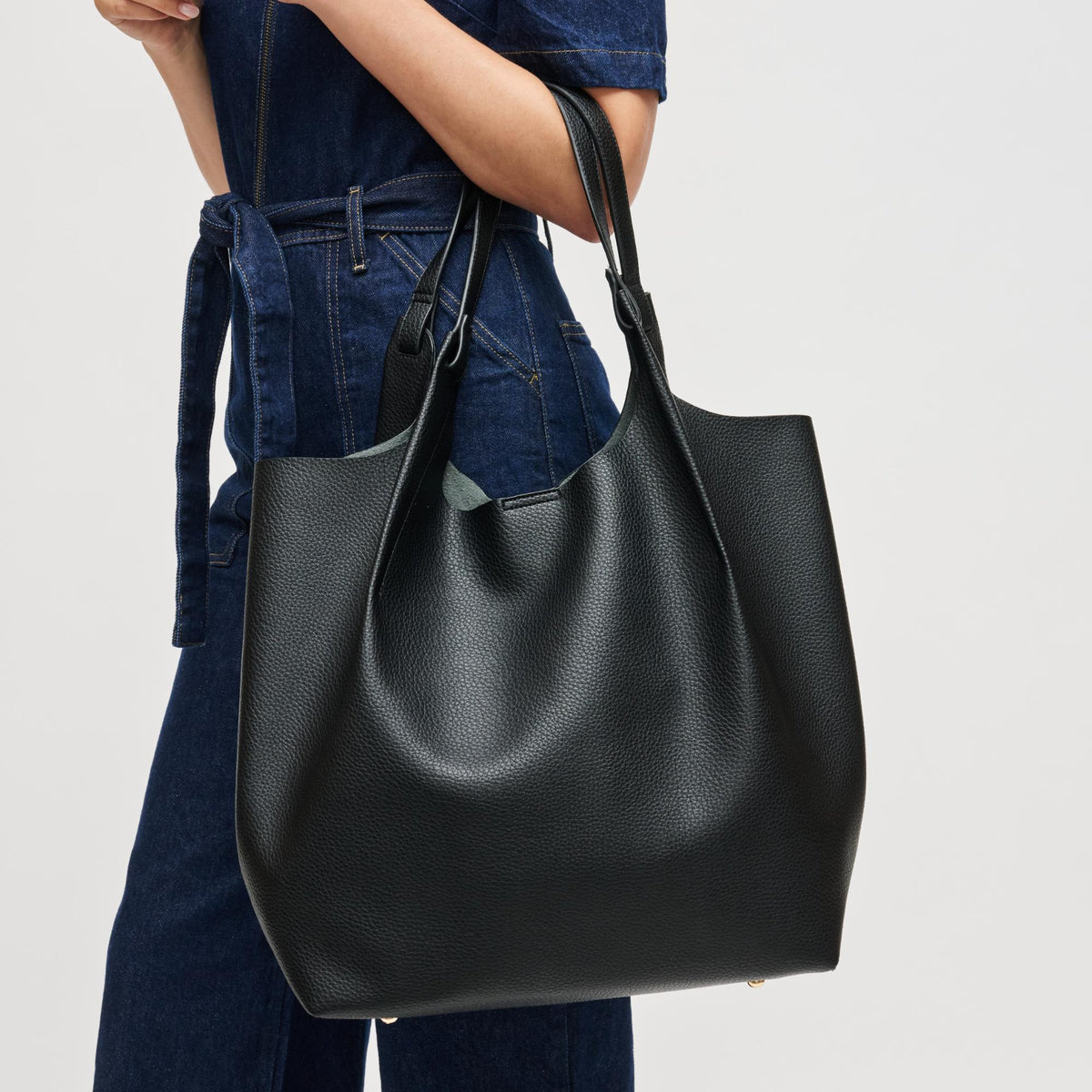 Woman wearing Black Urban Expressions Maeve Tote 840611198877 View 4 | Black