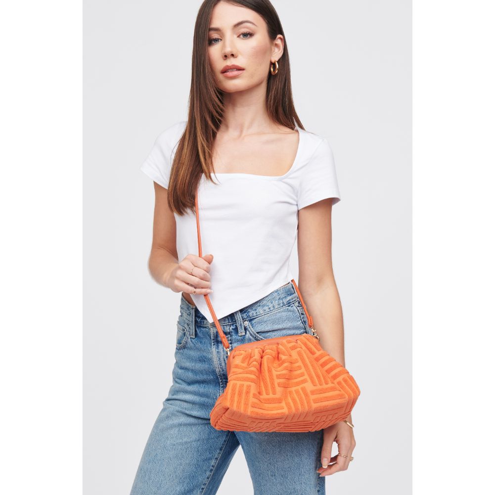 Woman wearing Tangerine Urban Expressions Winnie Crossbody 840611100139 View 2 | Tangerine