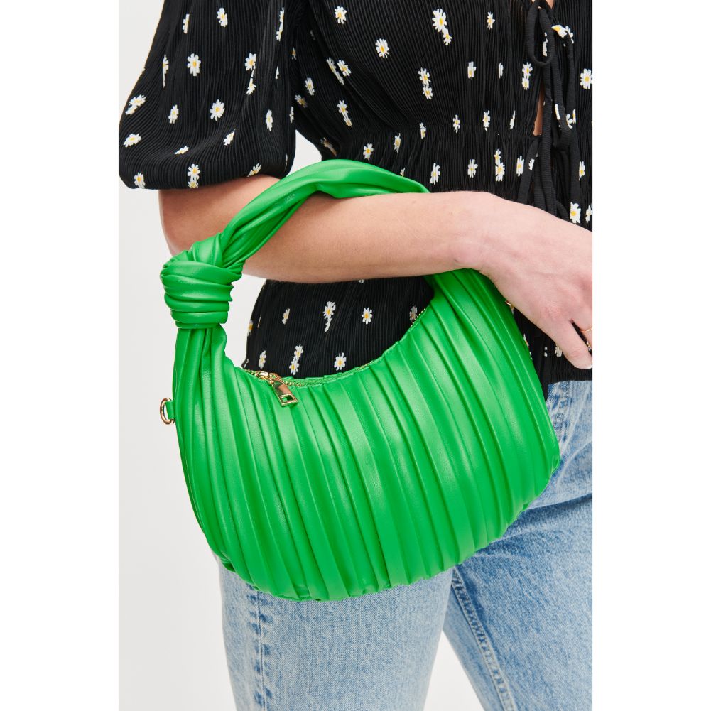 Woman wearing Green Urban Expressions Fawna  - Pleated Crossbody 840611106407 View 4 | Green